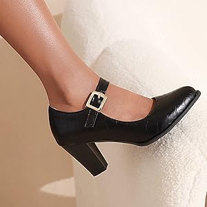 Amazon.com | VOKLIN Women's Round Toe Ankle Strap Mary Janes